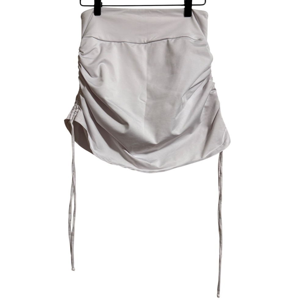 SHEIN Womens White Ruched Drawstring Athletic Tennis Skort Size M